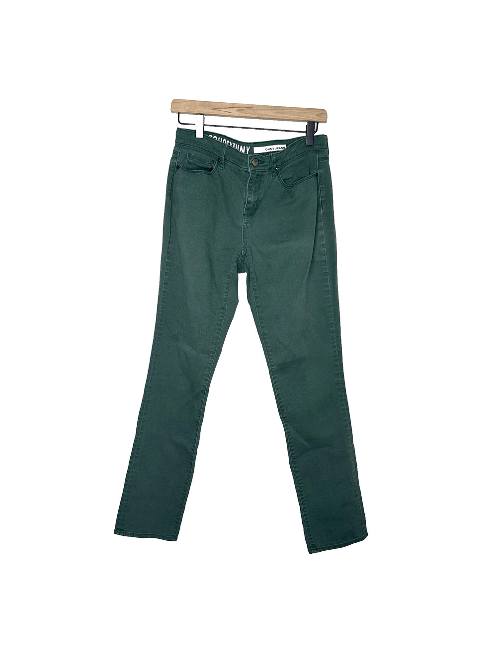 DKNY Mid-Rise SOHO Skinny Straight Leg Green Denim Jeans Women's Size 4